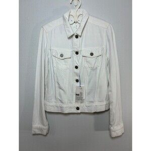 New PAIGE Aveline Jacket  White Denim Trucker Style Womens Size S